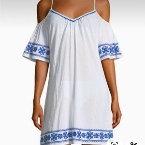 TOMMY BAHAMA White Cotton Cold Shoulder Embroidered Sundress! Pullover. GUC